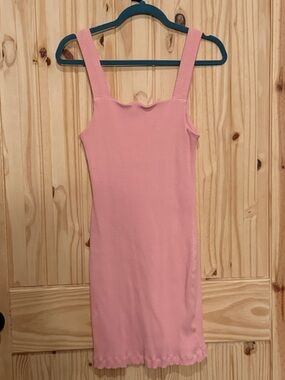 Spell Pink Ribbed Square-Neck Mini Dress